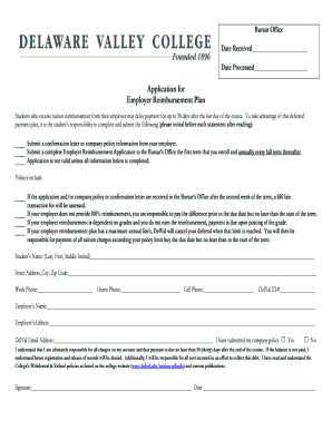 Employer Reimbursement Application Form
