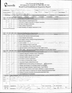 Retail Food Establishment Inspection Report
