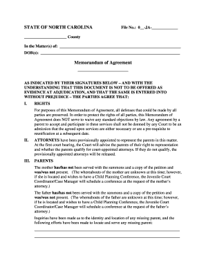 Memorandum of Agreement for Child Placement
