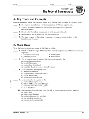 Federal Bureaucracy Quiz