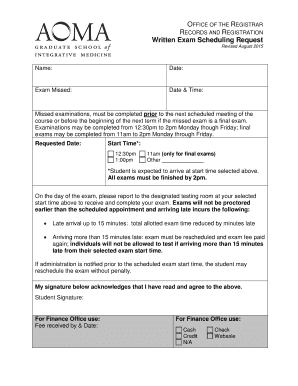 Written Exam Scheduling Request