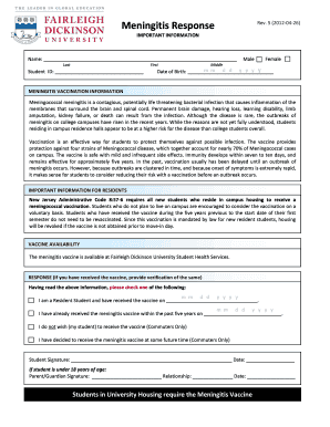 Meningitis Vaccination Form