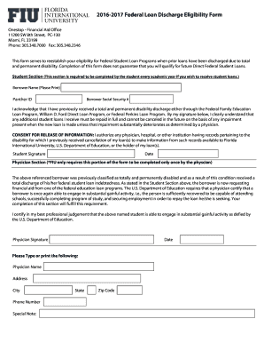 Federal Loan Discharge Eligibility Form