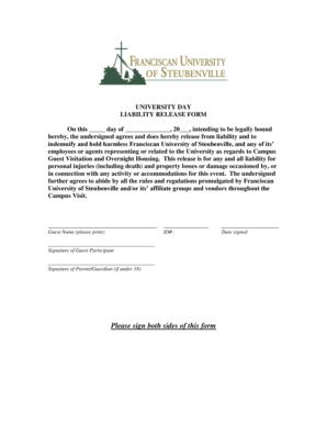 University Day Liability Release Form