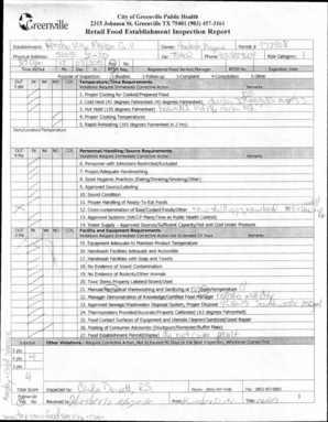 Retail Food Establishment Inspection Report