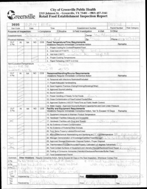 Greenville Retail Food Establishment Inspection Report