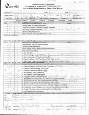 Retail Food Establishment Inspection Report