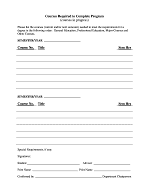 Degree Completion Course Form
