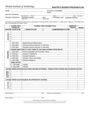 Master's Degree Program Plan
