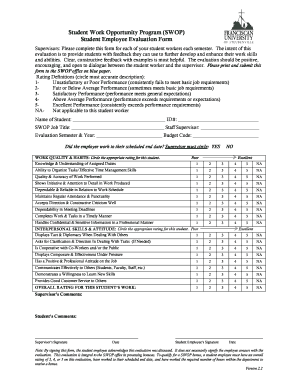 Student Employee Evaluation Form