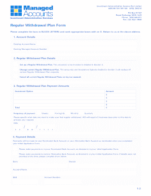 Regular Withdrawal Plan Form