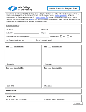 Official Transcript Request Form