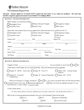 VA Certification Request Form