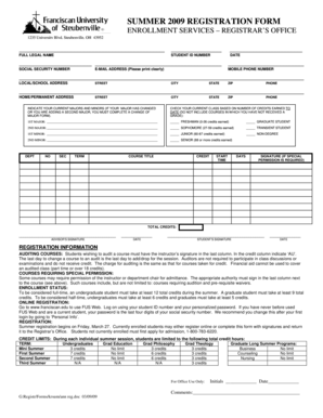 Summer 2009 Registration Form