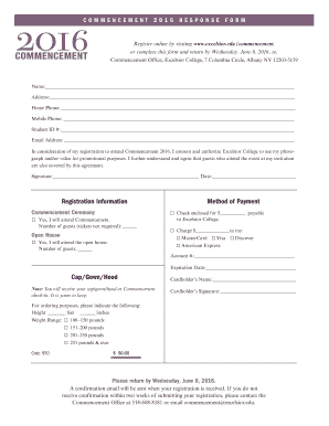 Excelsior College Commencement Registration Form