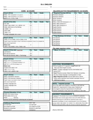 B.A. English Degree Plan