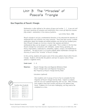 Pascal’s Triangle Activity Sheet