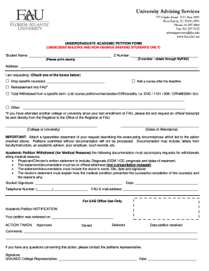 Undergraduate Academic Petition Form