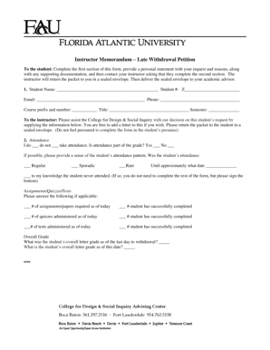 Instructor Memorandum – Late Withdrawal Petition