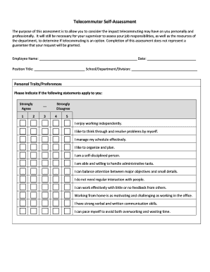 Telecommuter Self-Assessment Form