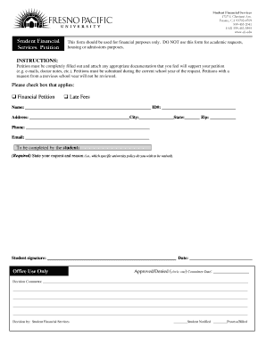 Student Financial Petition Form
