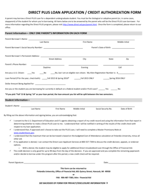 Direct PLUS Loan Application Form