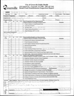 Greenville Retail Food Establishment Inspection Report