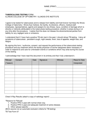 Tuberculosis Testing Consent Form