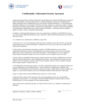 Confidentiality Information Security Agreement