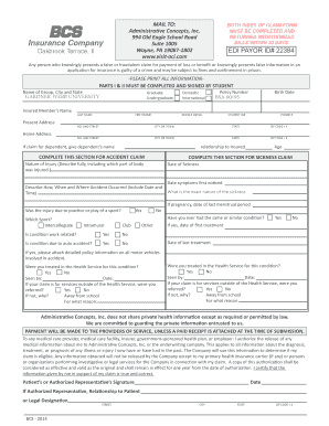 Student Accident and Sickness Claim Form