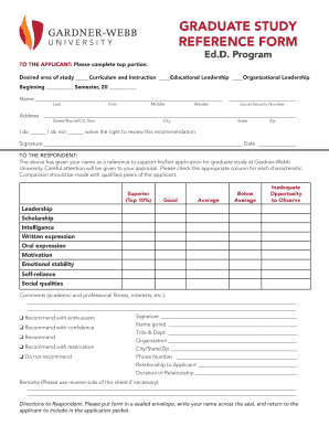 Graduate Study Reference Form