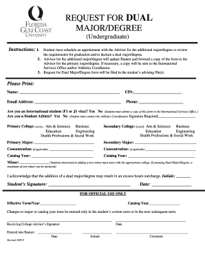 Request for Dual Major/Degree Form