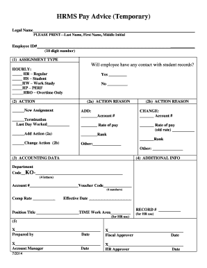HRMS Pay Advice Temporary Employee Form