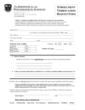 Enrollment Verification Request Form