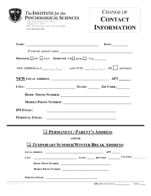 Student Address Change Form