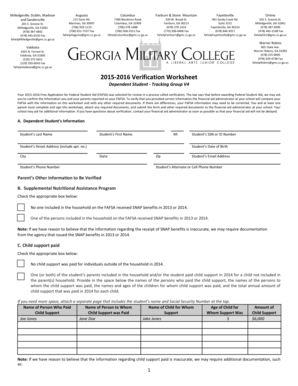 2015-2016 Verification Worksheet