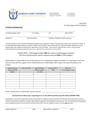 Child Support Paid Verification Form