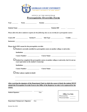 Prerequisite Override Form