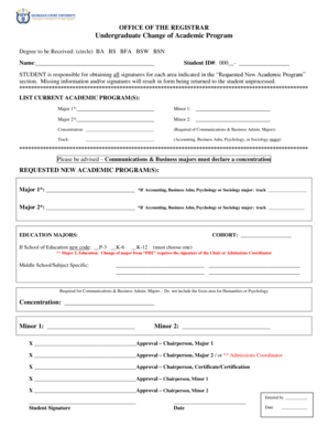 Undergraduate Change of Academic Program Form