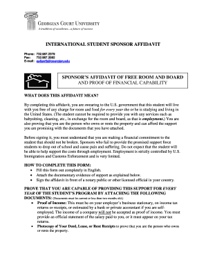 International Student Sponsor Affidavit