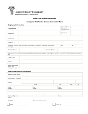 Emergency Notification Contact Information Form