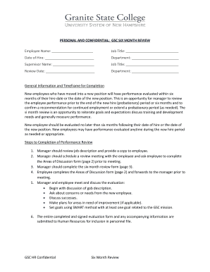 GSC Six Month Employee Review Form