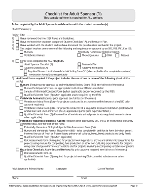 Adult Sponsor Checklist for Student Research