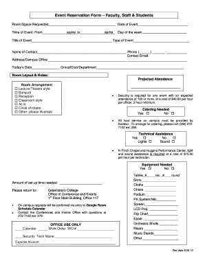 Event Reservation Form for Faculty, Staff, and Students