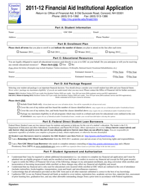 2011-12 Financial Aid Institutional Application