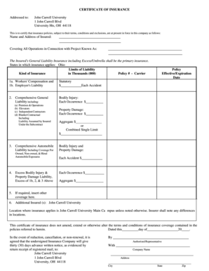 Certificate of Insurance