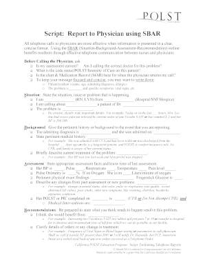 Report to Physician using SBAR