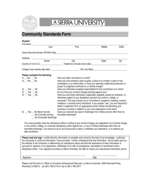 Community Standards Form