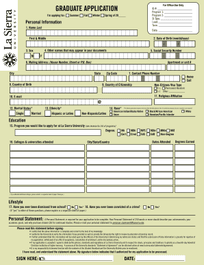 Graduate Application Form