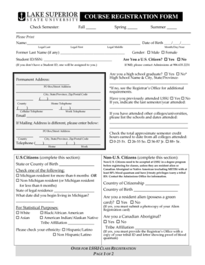 LSSU Course Registration Form